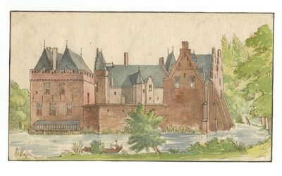 Stichtse Vecht — HUA-201664-Gezicht op het omgrachte kasteel Nijenrode bij Breukelen uit het zuidenNB Het kasteel heeft tegenwoordig het adres Straatweg 25 te Breukelen.jpg