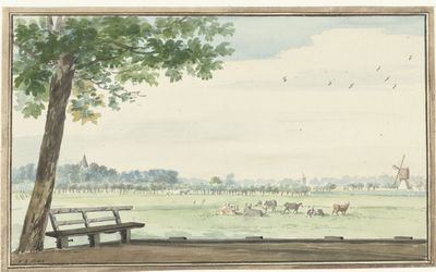 Zwijndrecht — Het dorp De Lindt in de Zwijndrechtse Waard bij Meerdervoort., RP-T-1918-401.jpg