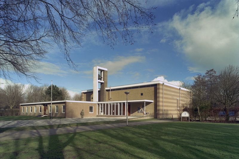 Noordoostpolder — Overzicht van de zuidwestgevel, thans Museum Nagele - Nagele - 20385388 - RCE.jpg