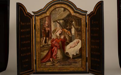 Alkmaar — Pieter Aertsen - Houten triptiek met 'De geboorte van Christus' - 021851 - Stedelijk Museum Alkmaar.jpg