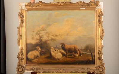 Alkmaar — Pieter Plas - Landschap met schapen en kromhoornige ram - 020065 - Stedelijk Museum Alkmaar.jpg