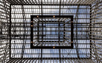 Amsterdam — Rijksmuseum atrium glass roof seen from below in Amsterdam.jpg